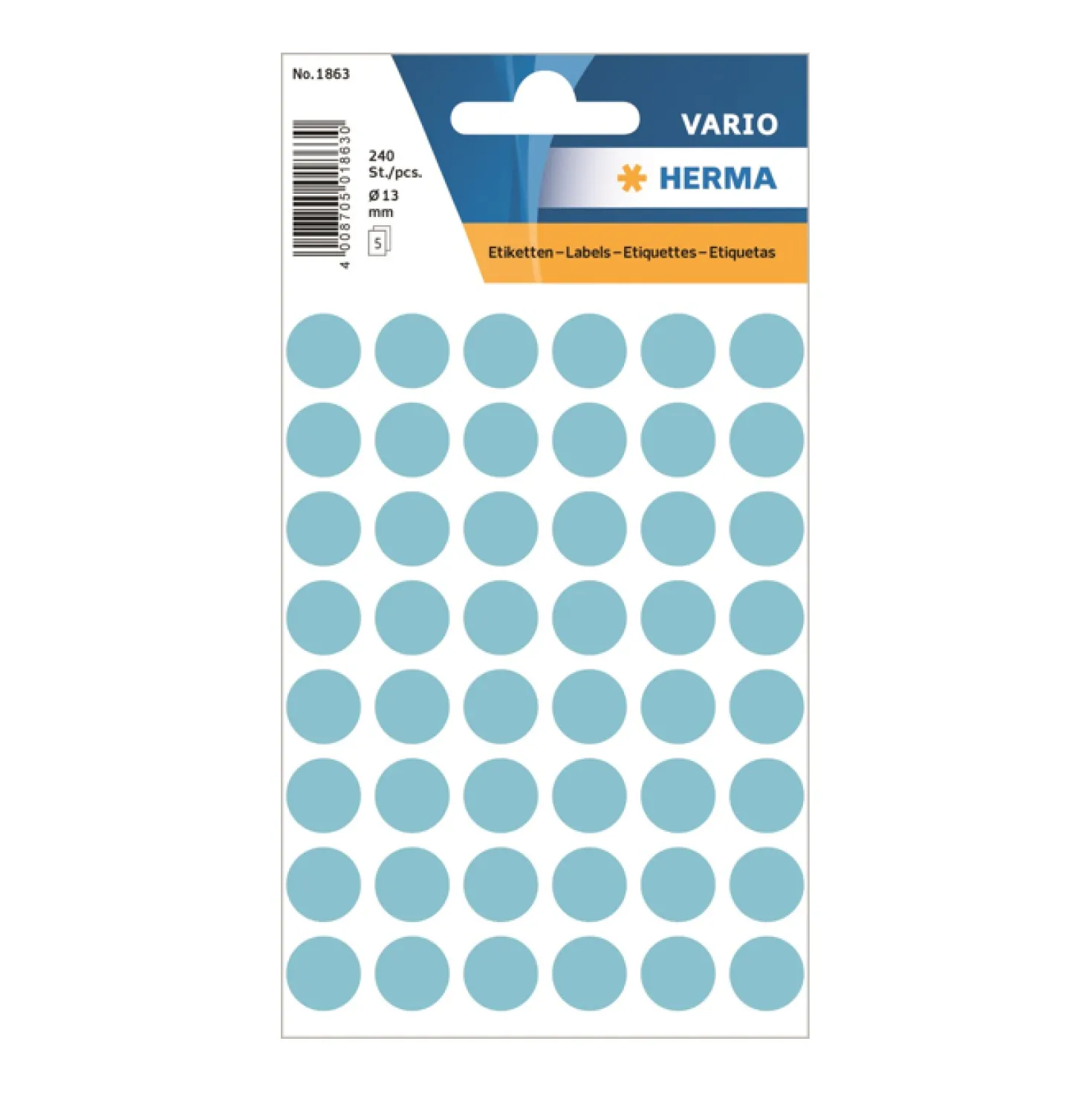 Färgsignaletiketter Herma Rund, blå, ø13 mm, 240 st