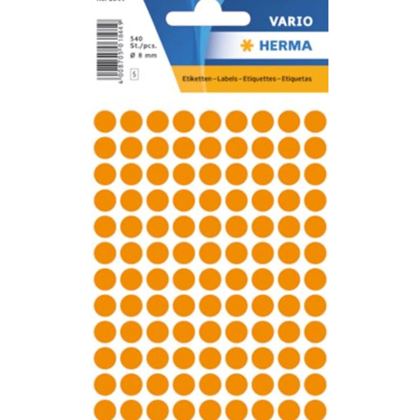 Färgsignaletiketter Herma Rund Neon Orange, 8 mm, 540 st