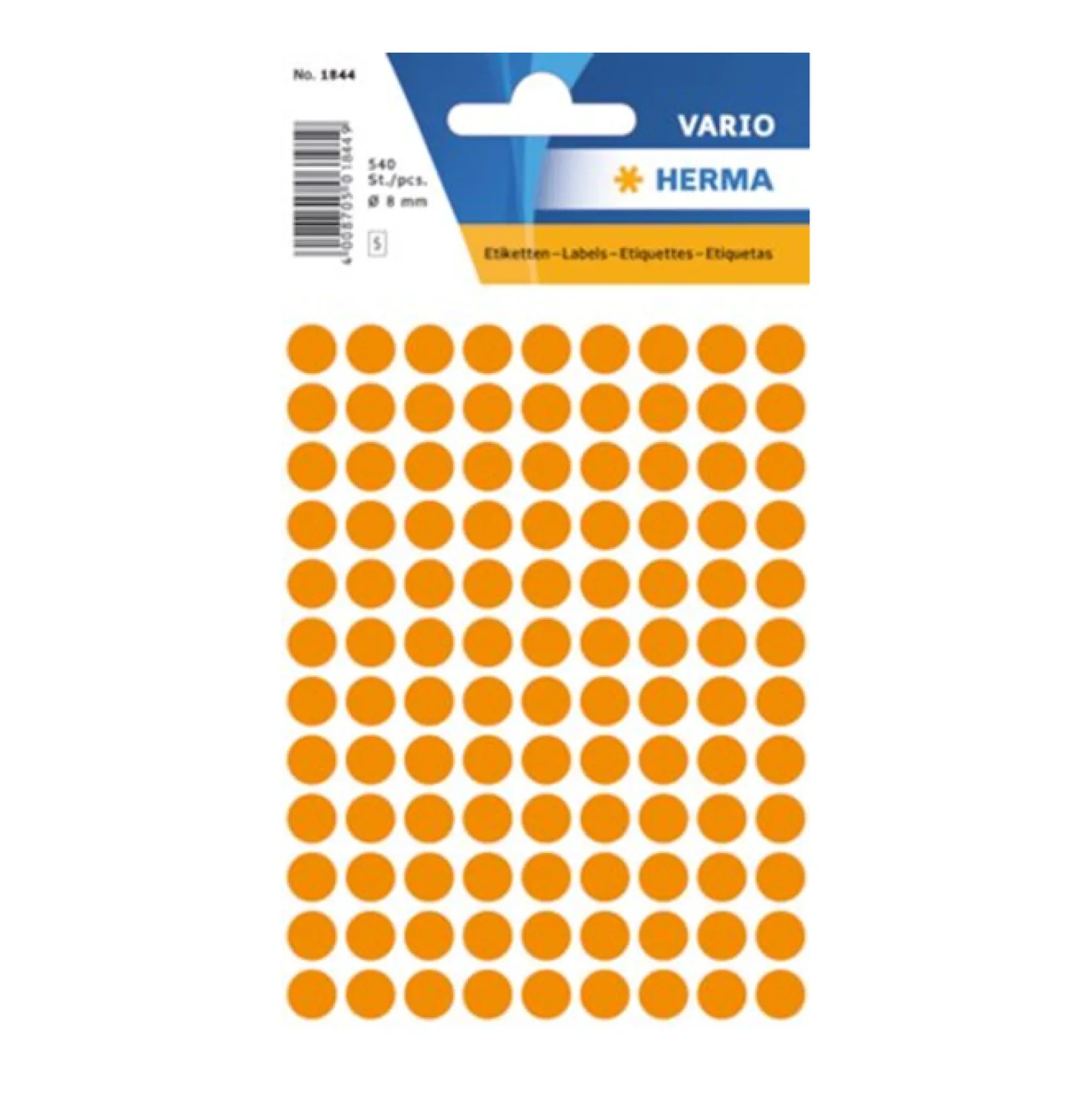 Färgsignaletiketter Herma Rund Neon Orange, 8 mm, 540 st