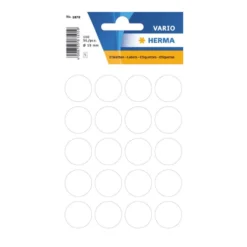 Färgsignaletiketter Herma 1870, runda, vit, 19 mm, 100 st
