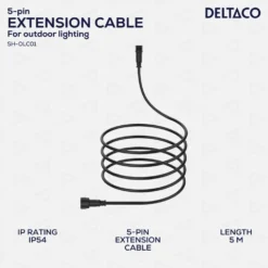 Förlängningskabel Deltaco KAB-SH-OLC01 Utomhusbelysning, 5m, IP54