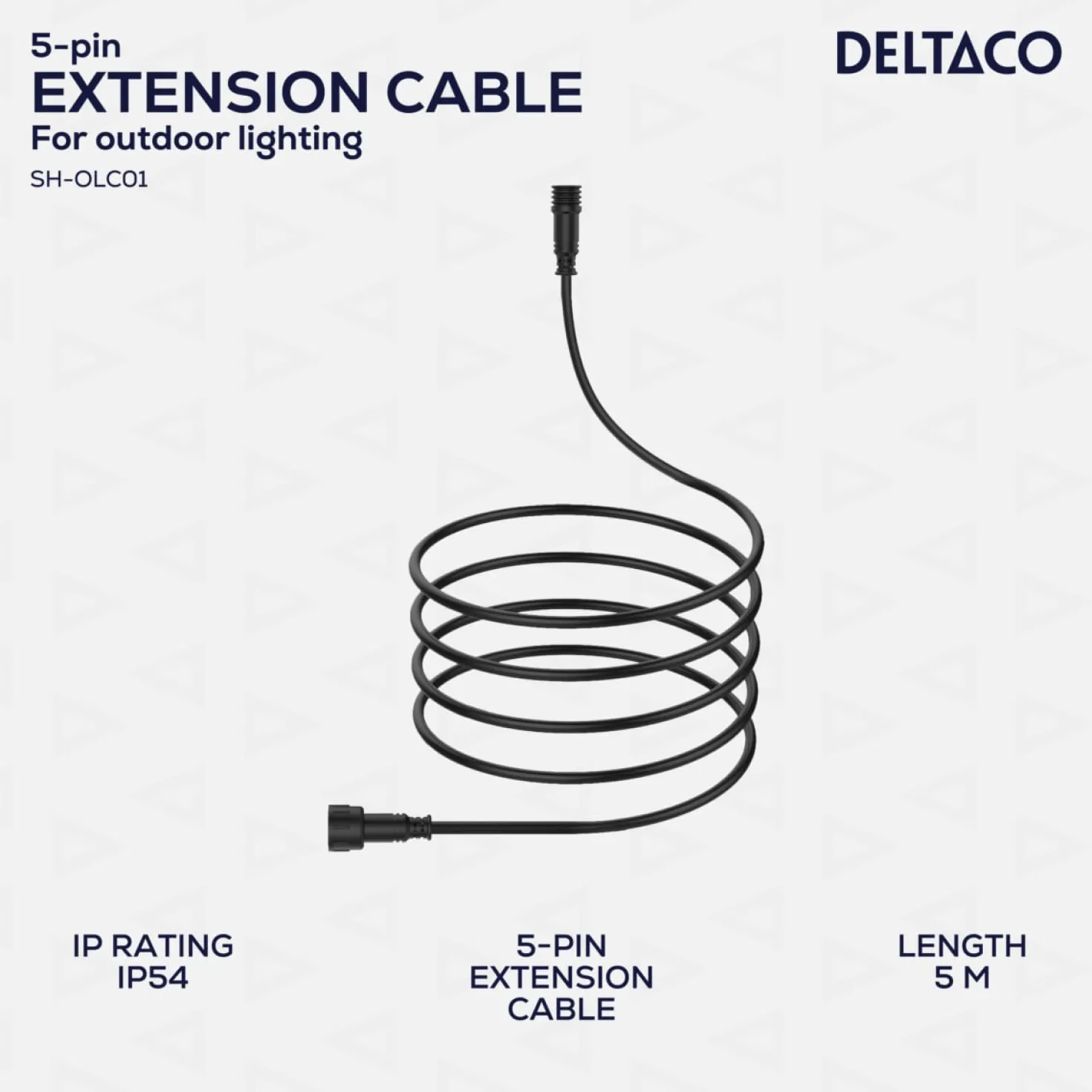 Förlängningskabel Deltaco KAB-SH-OLC01 Utomhusbelysning, 5m, IP54
