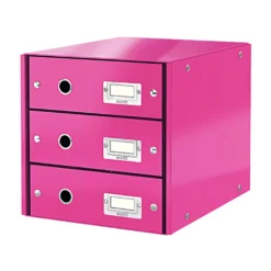 Förvaringsbox Leitz Click & Store, 3 lådor, rosa