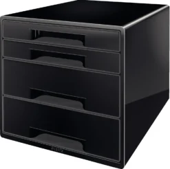 Förvaringsbox Leitz WOW, 4 lådor, helsvart