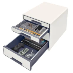 Förvaringsbox Leitz WOW, 4 lådor, pärlvit och grå