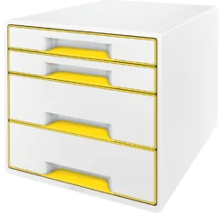 Förvaringsbox Leitz WOW, 4 lådor, vit och gul