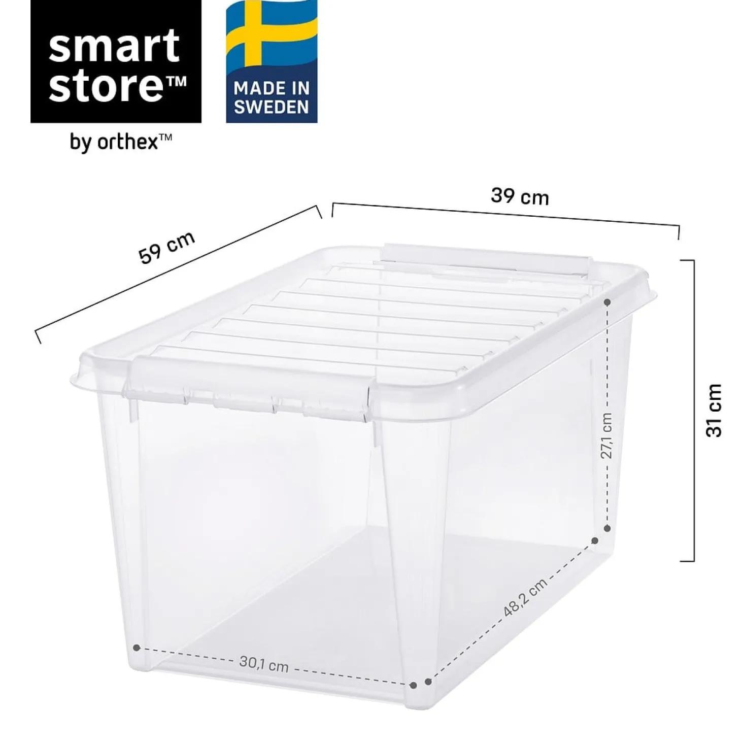 Förvaringslåda SmartStore Classic med lock, transparent, 47 liter