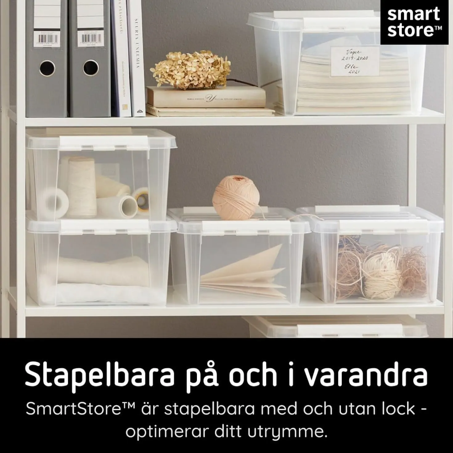 Förvaringslåda SmartStore Classic med lock, transparent, 47 liter