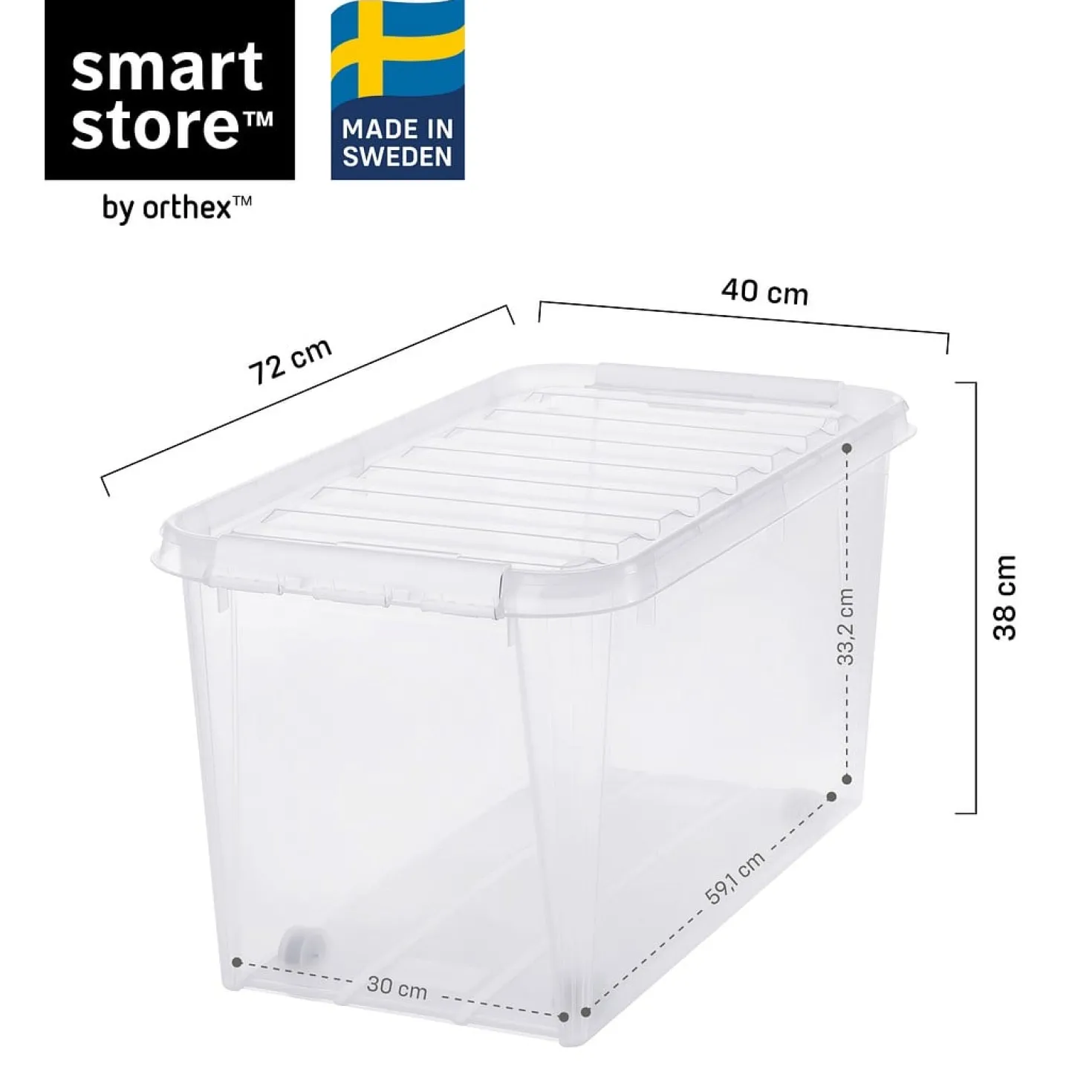 Förvaringslåda SmartStore Classic 70L, transparent, med hjul och lock