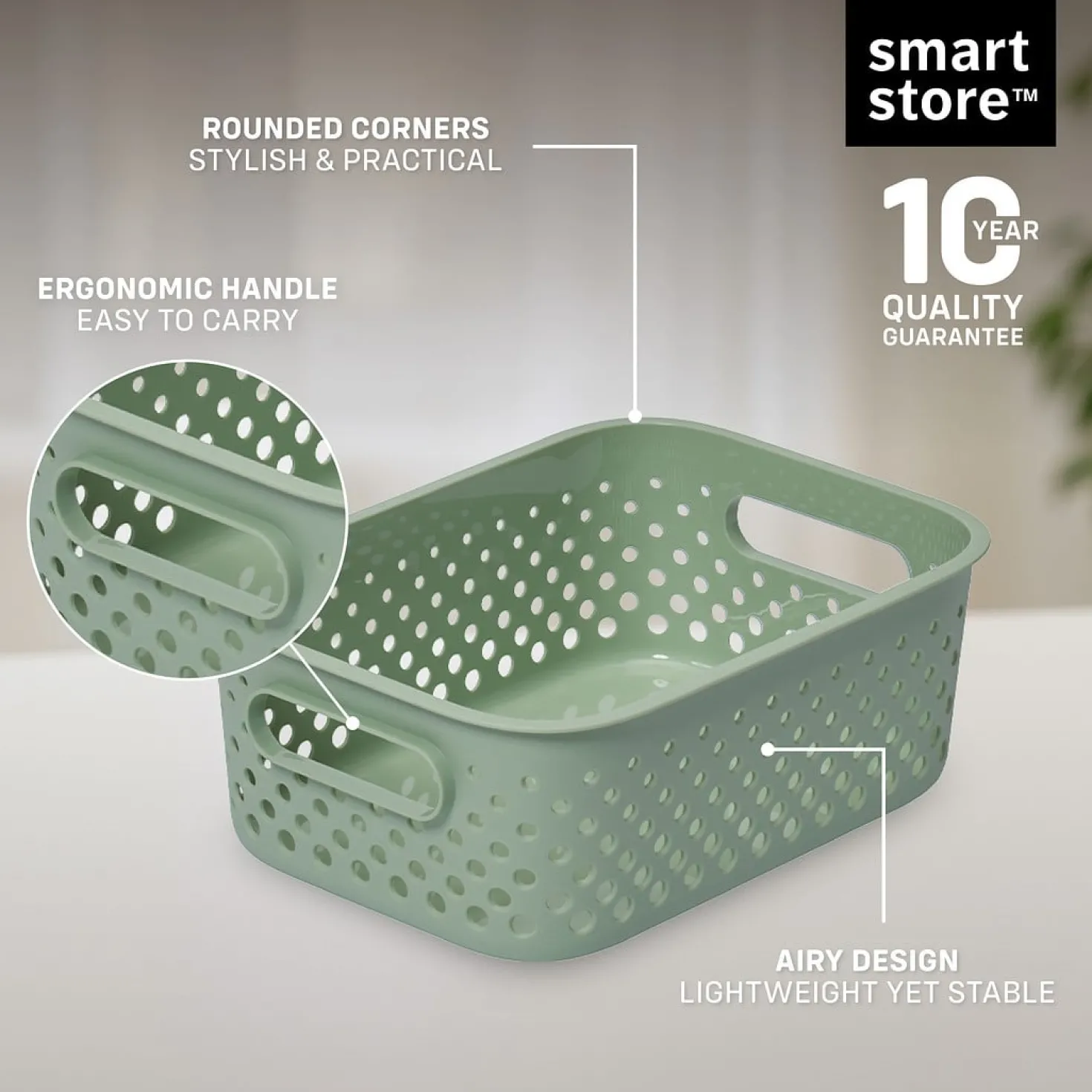 Förvaringslåda SmartStore Essence S, återvunnen plast, 1,6L, grön
