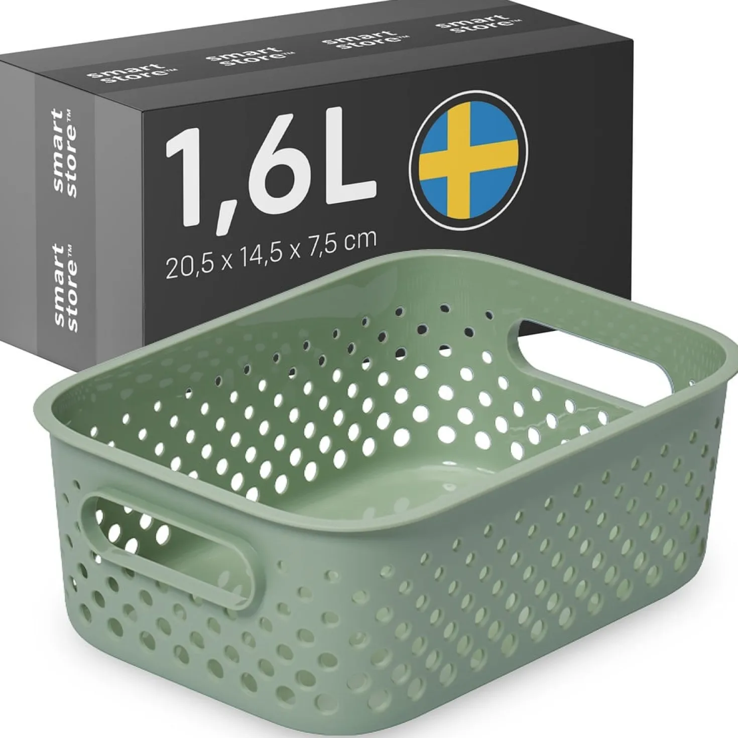 Förvaringslåda SmartStore Essence S, återvunnen plast, 1,6L, grön