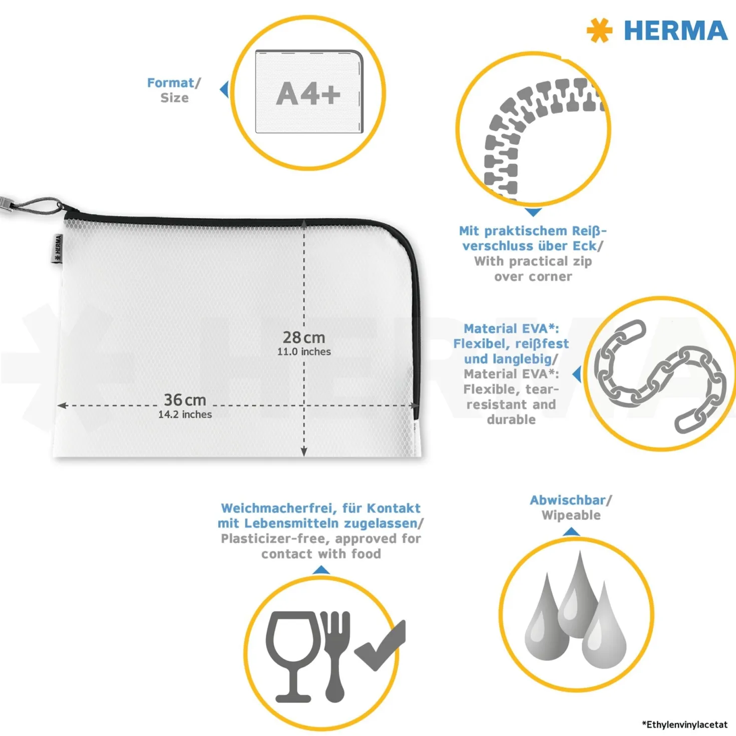 Förvaringspåse Herma Universal Bags A4+, mesh, 10 st