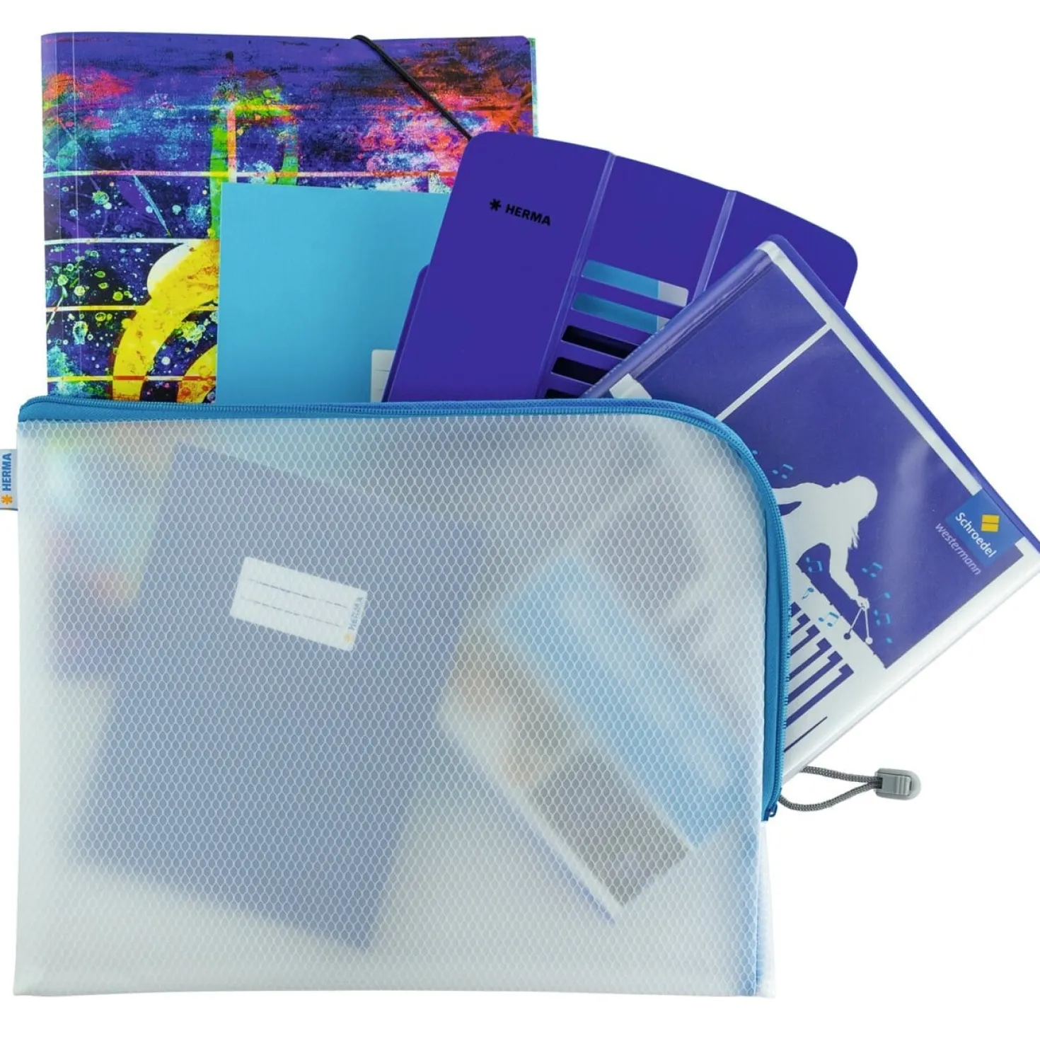 Förvaringspåse Herma Universal Bags A4+, mesh, 10 st