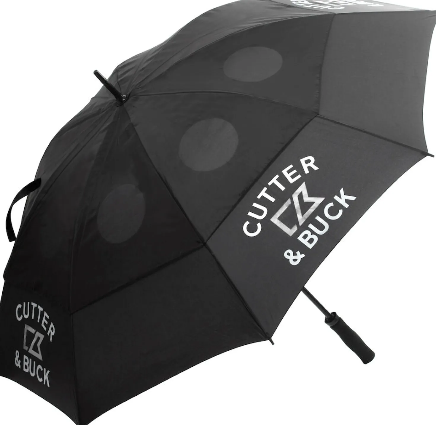 Golfparaply Cutter & Buck, svart, 129 cm diameter, kolfiberram