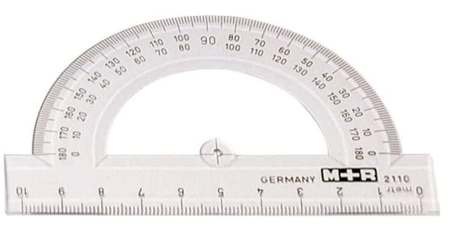 Gradskiva MR 180°, transparent, 10 cm, 1° gradering