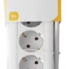 Grenuttag Deltaco 8-vägs CEE 7/3, vit, 5m kabel