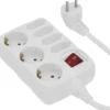 Grenuttag Gelia 3 Schuko + 4 Euro, petskydd, vit, 1,4 m
