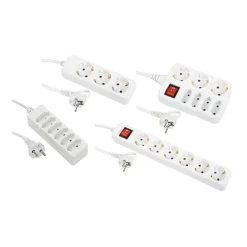 Grenuttag Gelia 3 Schuko + 4 Euro, petskydd, vit, 1,4 m