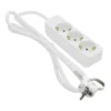 Grenuttag Gelia 3-vägs jordad, vit, 3m kabel, av/på-knapp