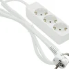 Grenuttag Gelia 3-vägs jordat, snedställda uttag, 1m kabel, vit
