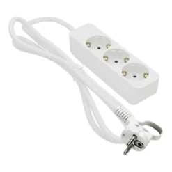 Grenuttag Gelia 3-vägs jordat, snedställda uttag, 1m kabel, vit