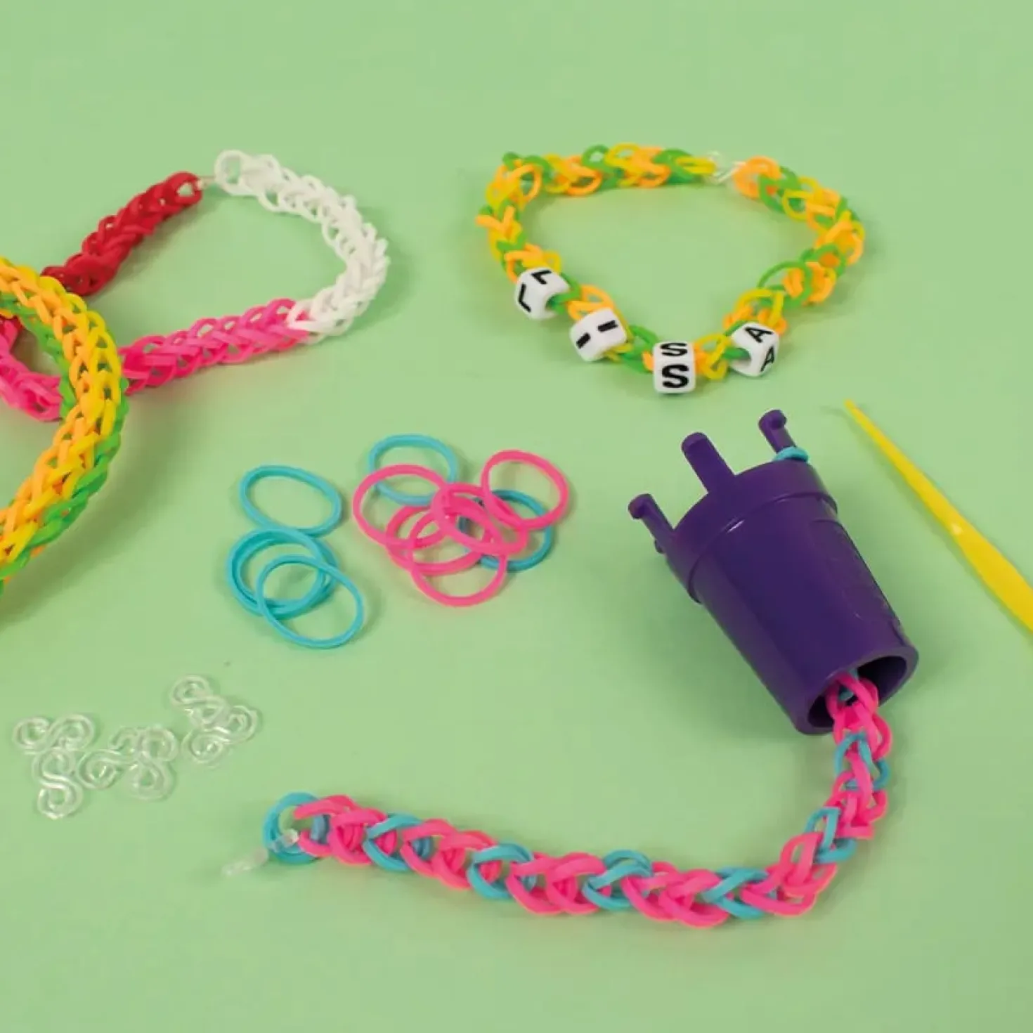 Gummisnodd Playbox Fancy Loops, blandade färger, hink