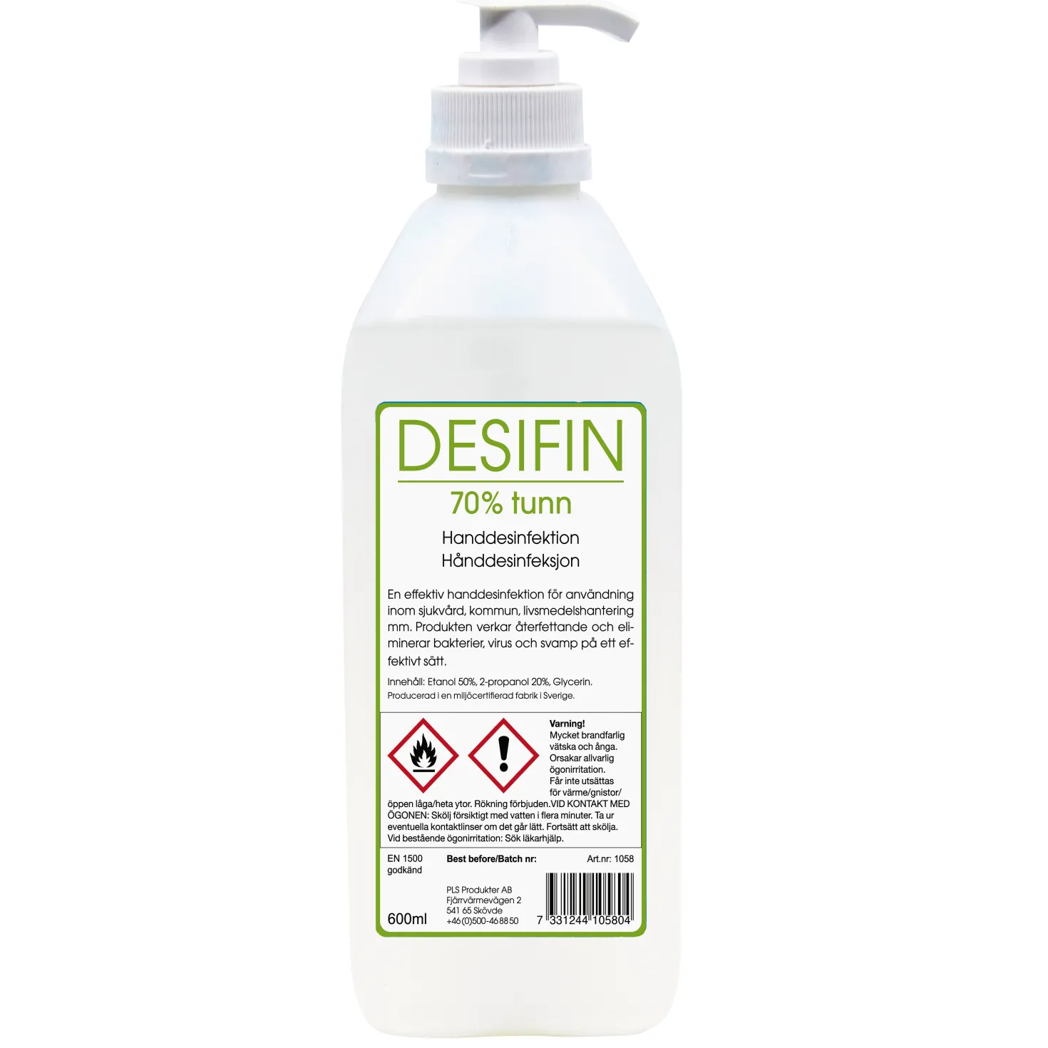 Handdesinfektion PLS Desifin 70% Alkohol, rinnande, 500 ml