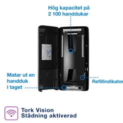 Handduksdispenser Tork H5 PeakServe, svart kapacitet