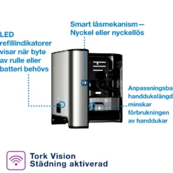 Handduksdispenser Tork H1 Sensor, rostfritt stål, beröringsfri
