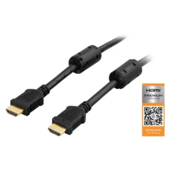 HDMI-kabel Deltaco High Speed med Ethernet, 5 m, svart
