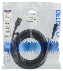 HDMI-kabel Deltaco High Speed med Ethernet, 5 m, svart