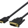 HDMI till DVI-kabel Deltaco, 1m, Full HD, svart