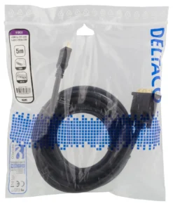 HDMI till DVI-kabel Deltaco, 5m, Full HD, svart