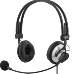 Headset Deltaco KAB-HL-7 med volymkontroll, 2 x 3.5mm, 2m kabel