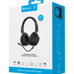 Headset Sandberg Bluetooth ANC FlexMic, svart, trådlöst