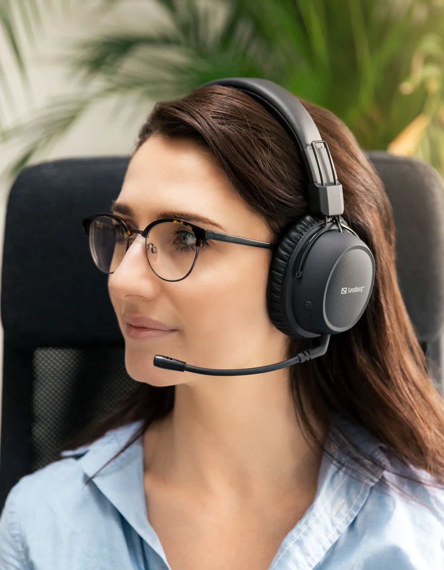 Headset Sandberg Bluetooth ANC FlexMic, svart, trådlöst
