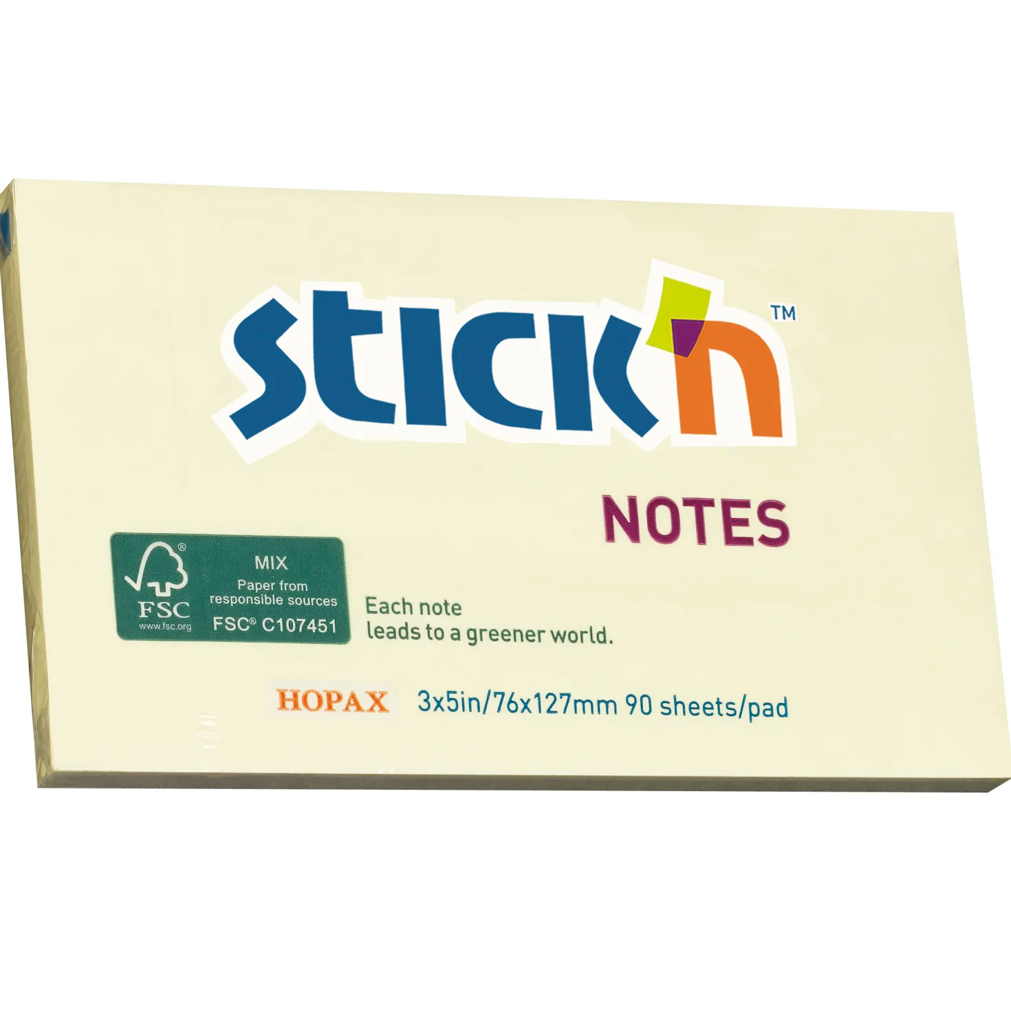 Häftis Stick n Notes FSC, gul, 76x127mm, 12 block