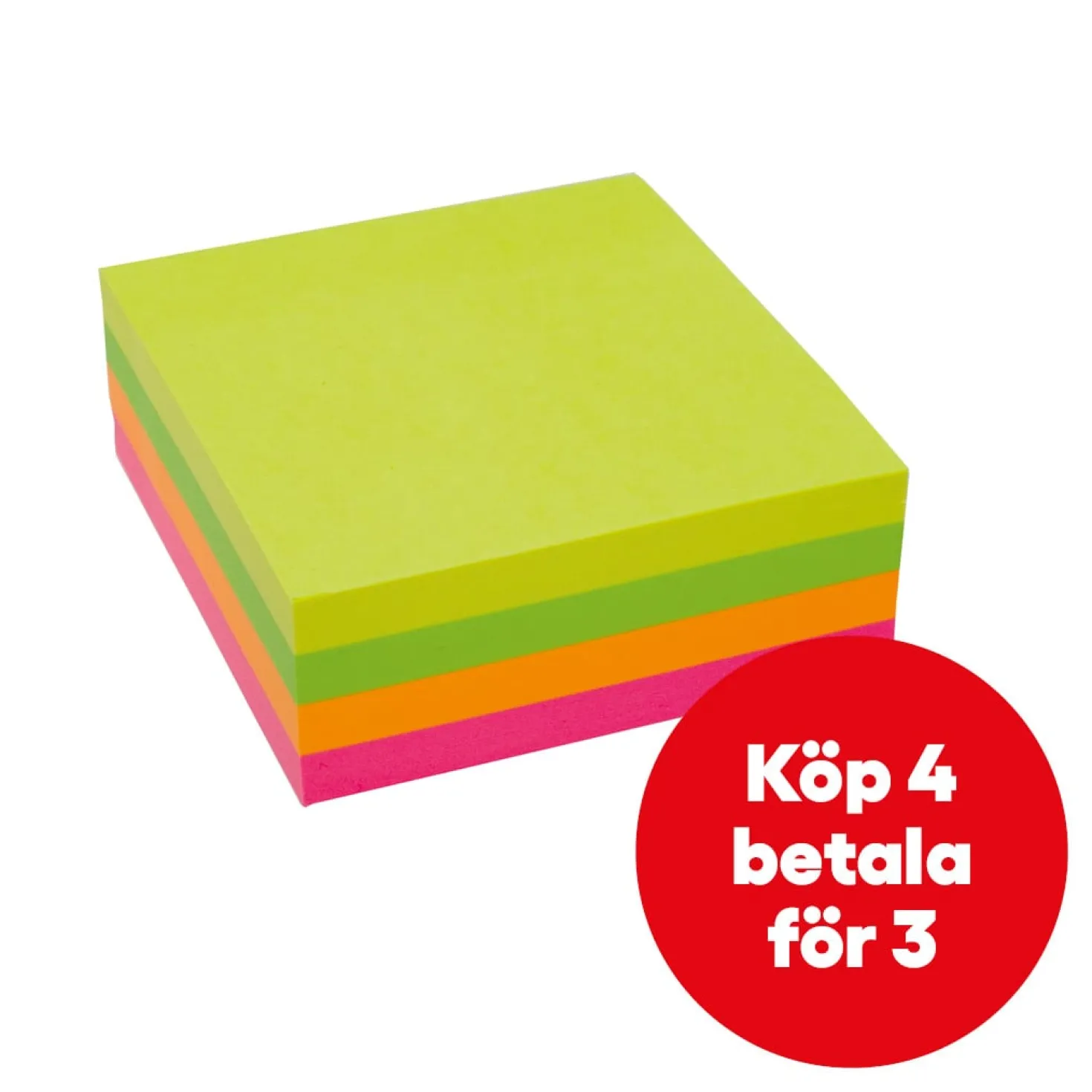 Häftis Stick n Notes Kub 76x76mm, neonfärger