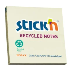 Häftis Stick'n Recycled, gul, 76x76mm, 12 block