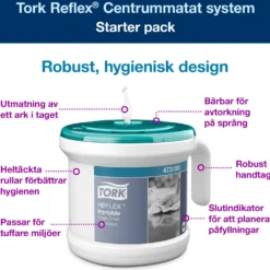Hållare torkrullar Tork C-mat M4 Bärbar, vit, centrummatning