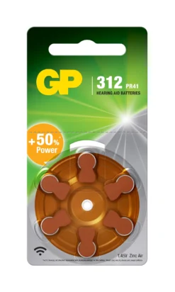 Hörapparatsbatteri 312 Zink-luft, brun, 6 st/fp