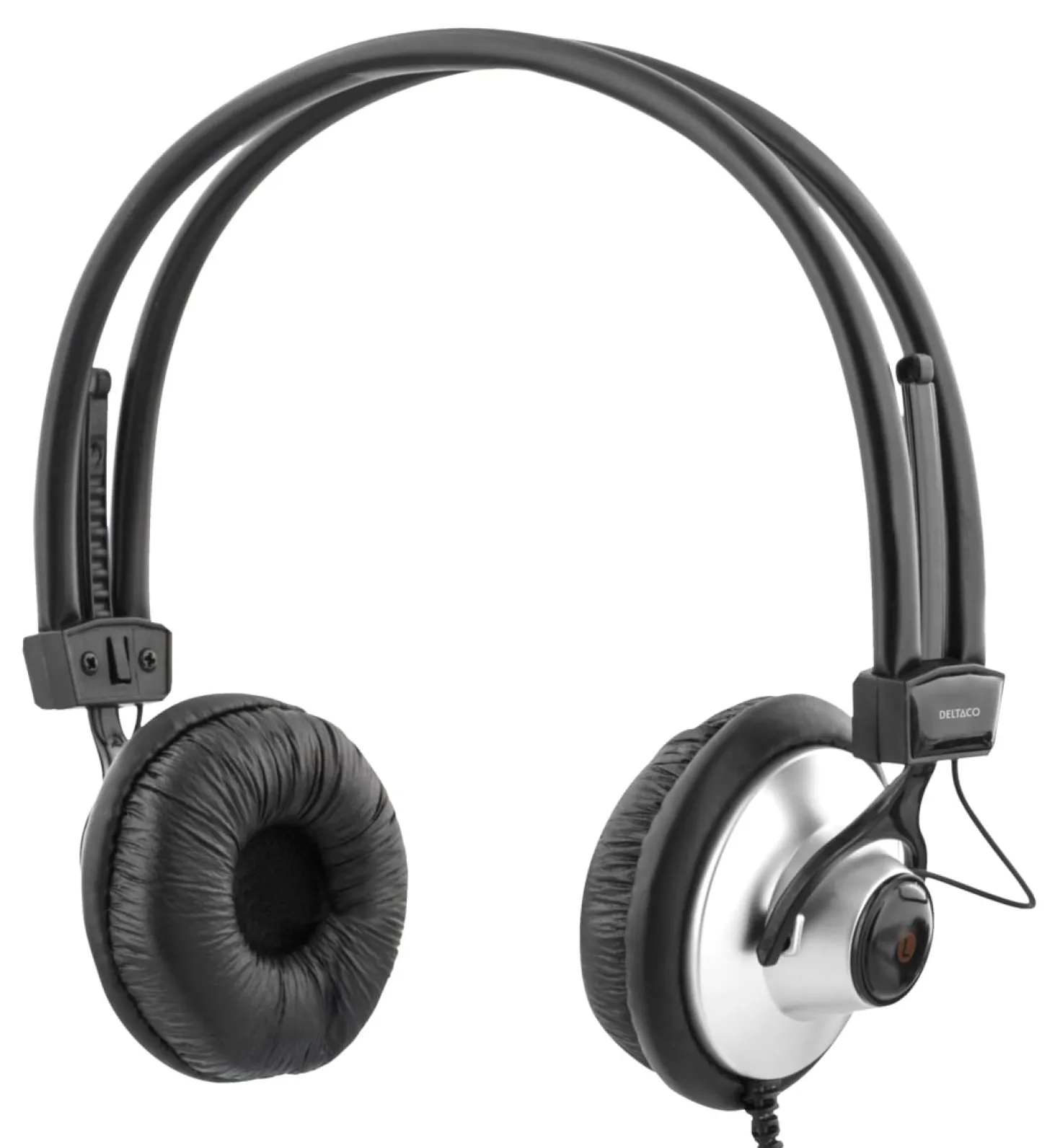 Hörlurar Deltaco KAB-HL-6 On-ear, volymkontroll, 2,2m kabel