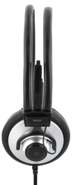 Hörlurar Deltaco KAB-HL-6 On-ear, volymkontroll, 2,2m kabel