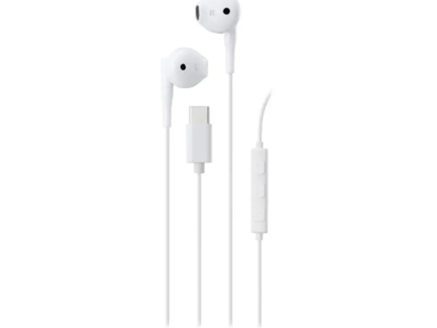 Hörlurar Streetz Semi-in-ear USB-C, mikrofon, vit, 1,2m kabel
