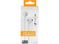 Hörlurar Streetz Semi-in-ear USB-C, mikrofon, vit, 1,2m kabel
