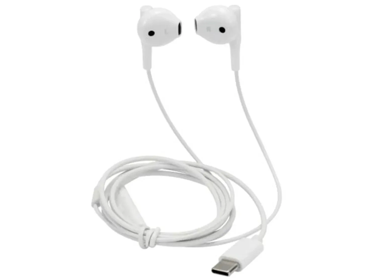 Hörlurar Streetz Semi-in-ear USB-C, mikrofon, vit, 1,2m kabel