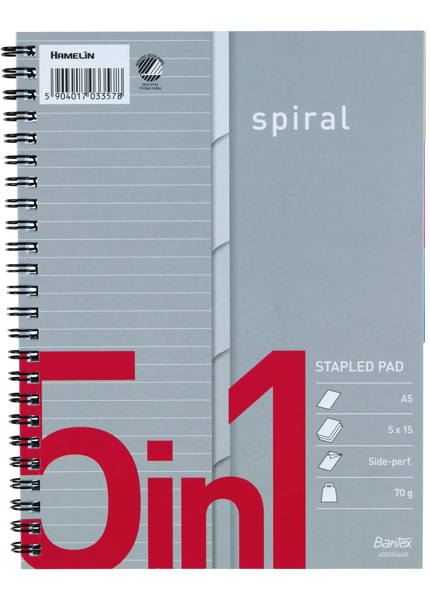 Indexblock Bantex 5 in 1 A4, linjerat, 75 ark