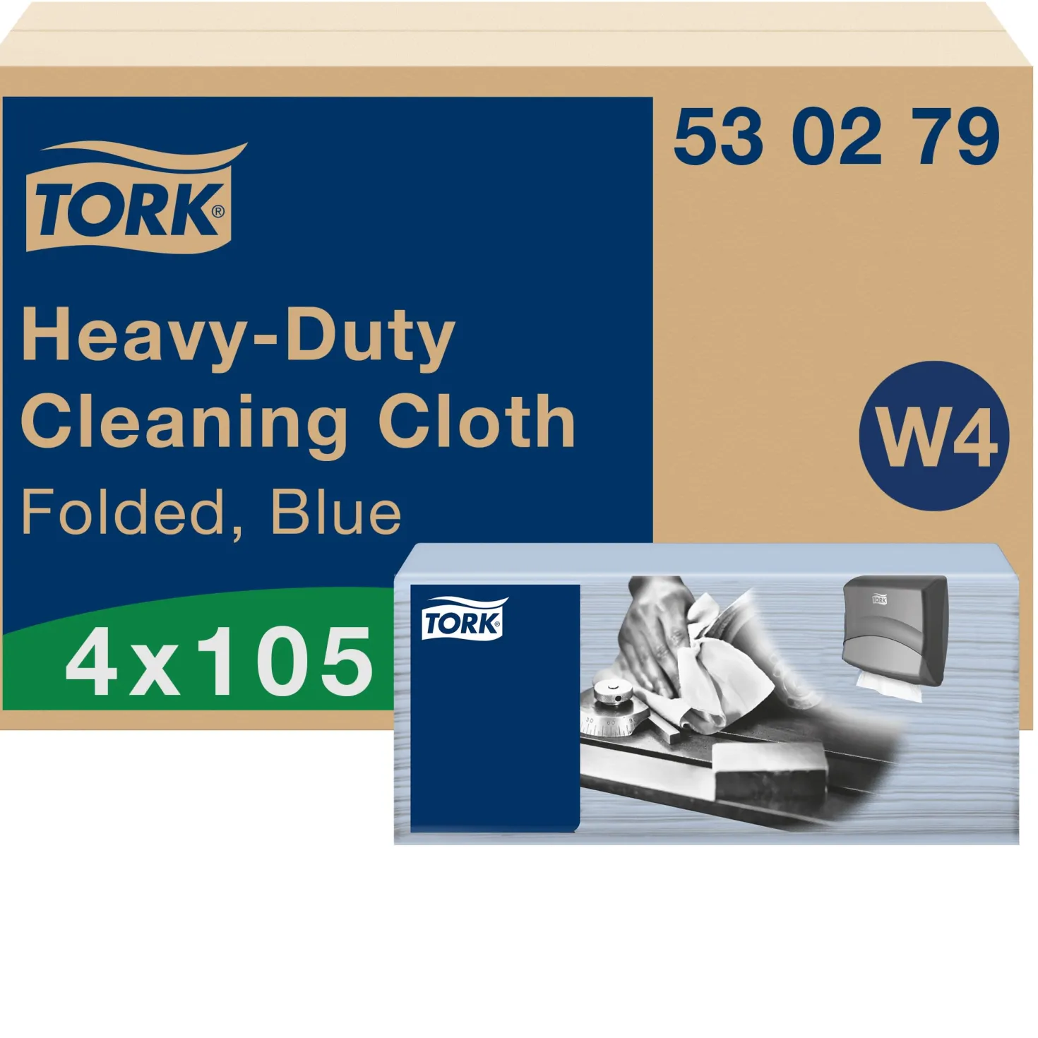 Industritorkduk Tork W4 Top Pak, blå, 35,5x41,5cm, 105 st