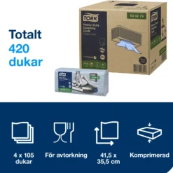 Industritorkduk Tork W4 Top Pak, blå, 35,5x41,5cm, 105 st