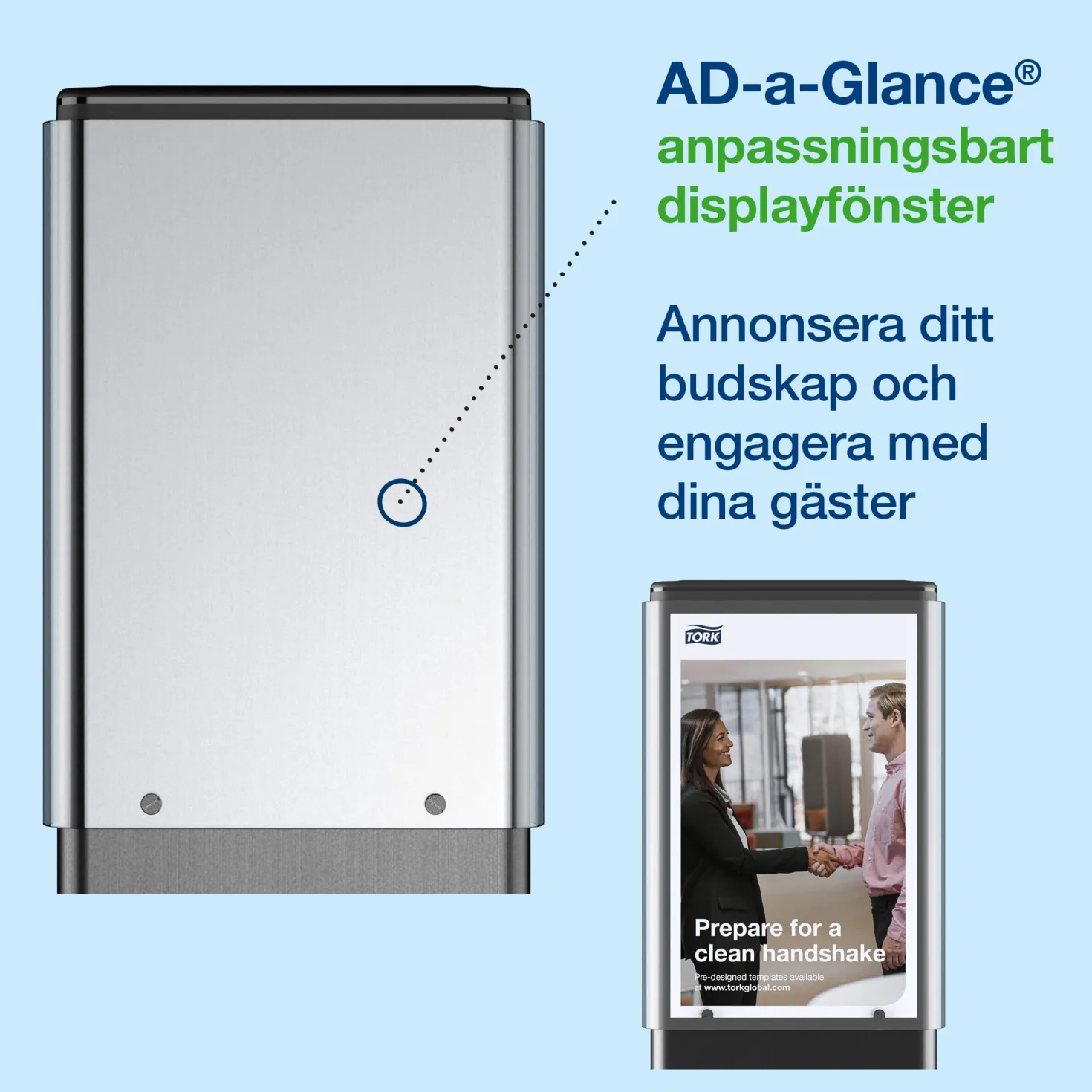 Informationsfönster Tork till Hygienställ, transparent